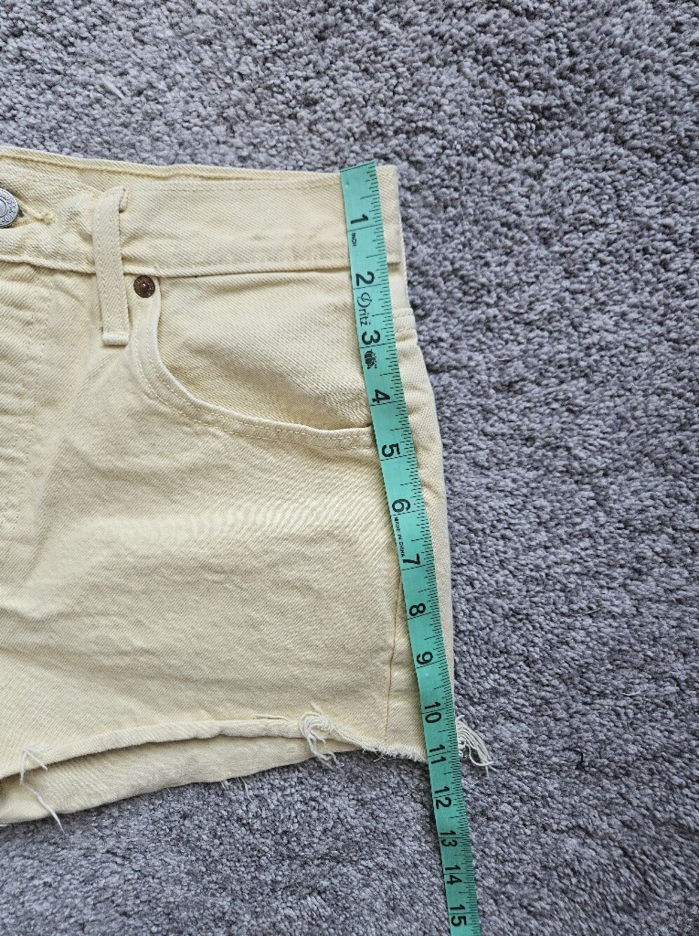 Levi's 501 Button Fly Yellow Denim Cutoff Shorts - Picture 7 of 9